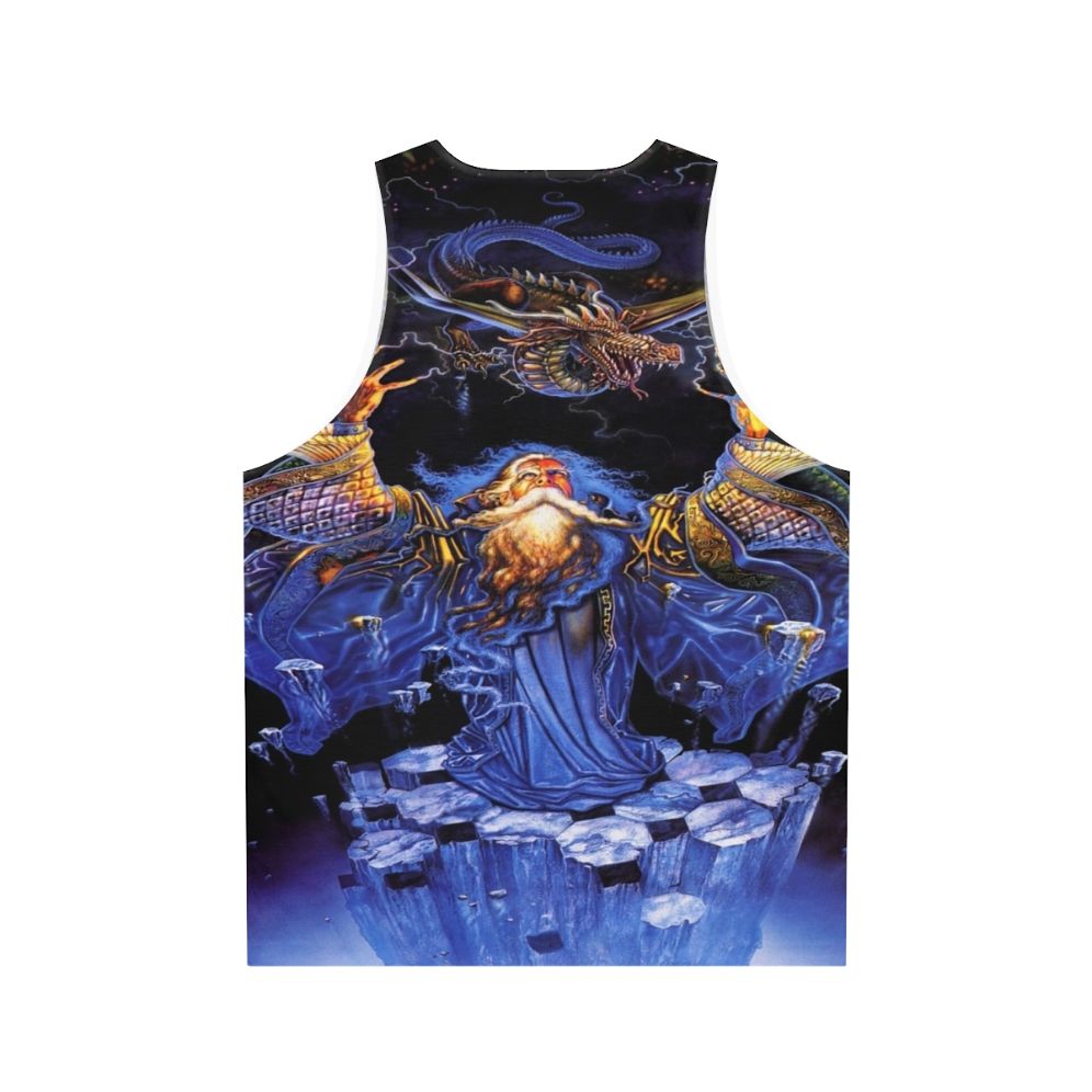 Dragon wizard graphic on unisex tank top - Back