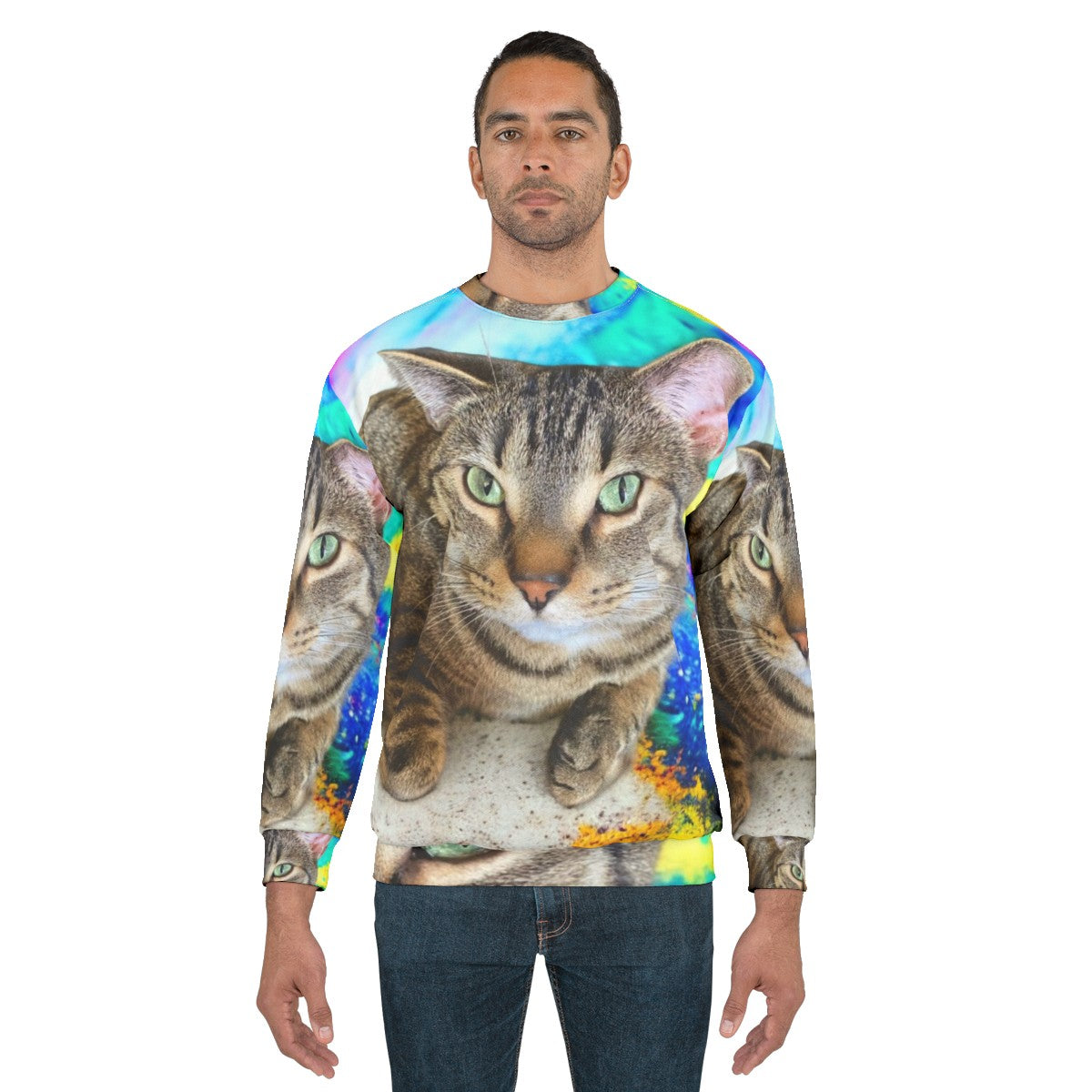 Psychedelic tie dye pattern sweatshirt - men