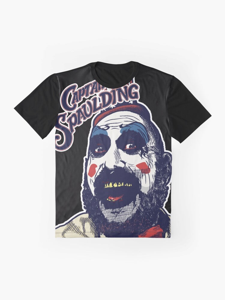 Captain Spaulding's Museum of Monsters and Madmen graphic t-shirt design featuring horror elements - Flat lay