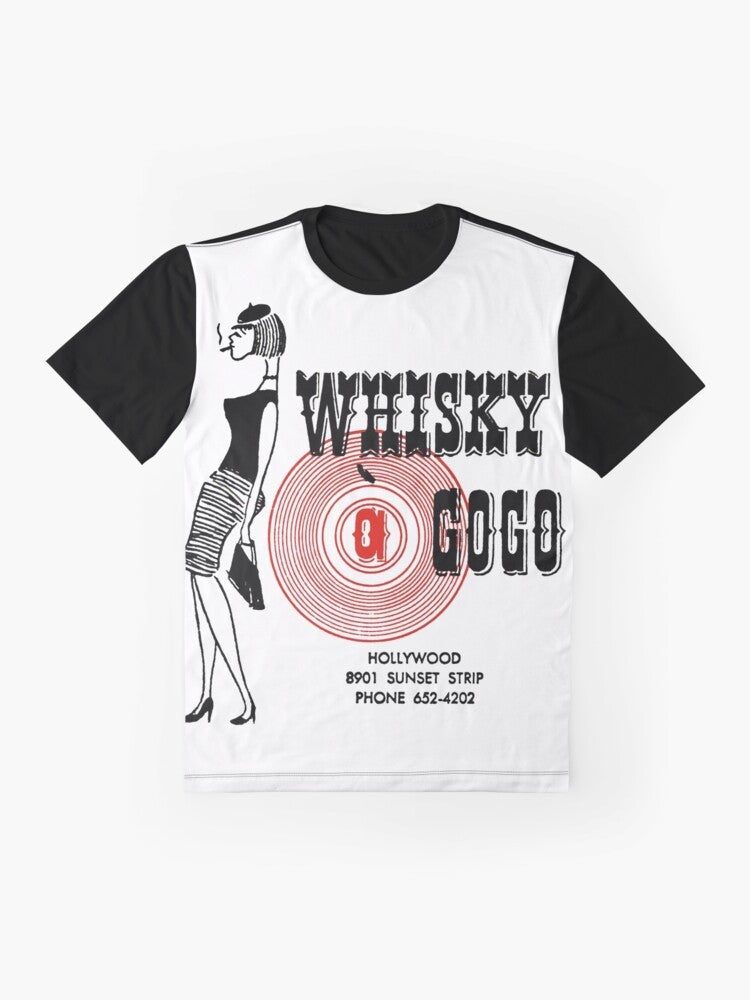 Whisky A Go-Go Vintage Poster Restoration Digital Painting Retro Band Graphic T-Shirt - Flat lay