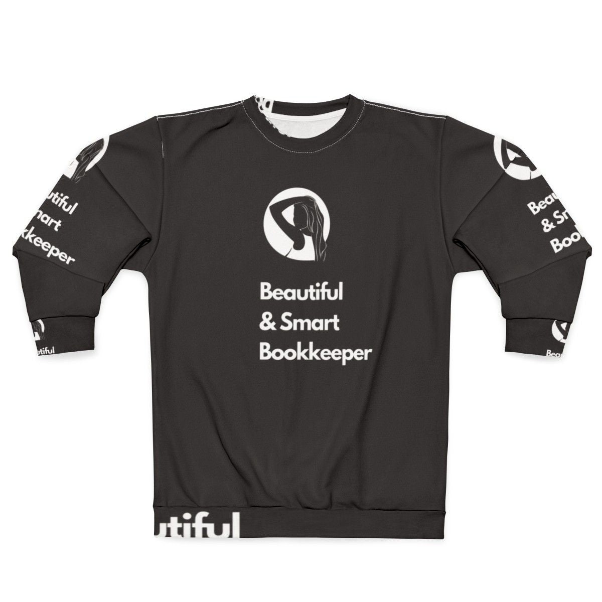 Beautiful and smart female bookkeeper wearing a stylish sweatshirt