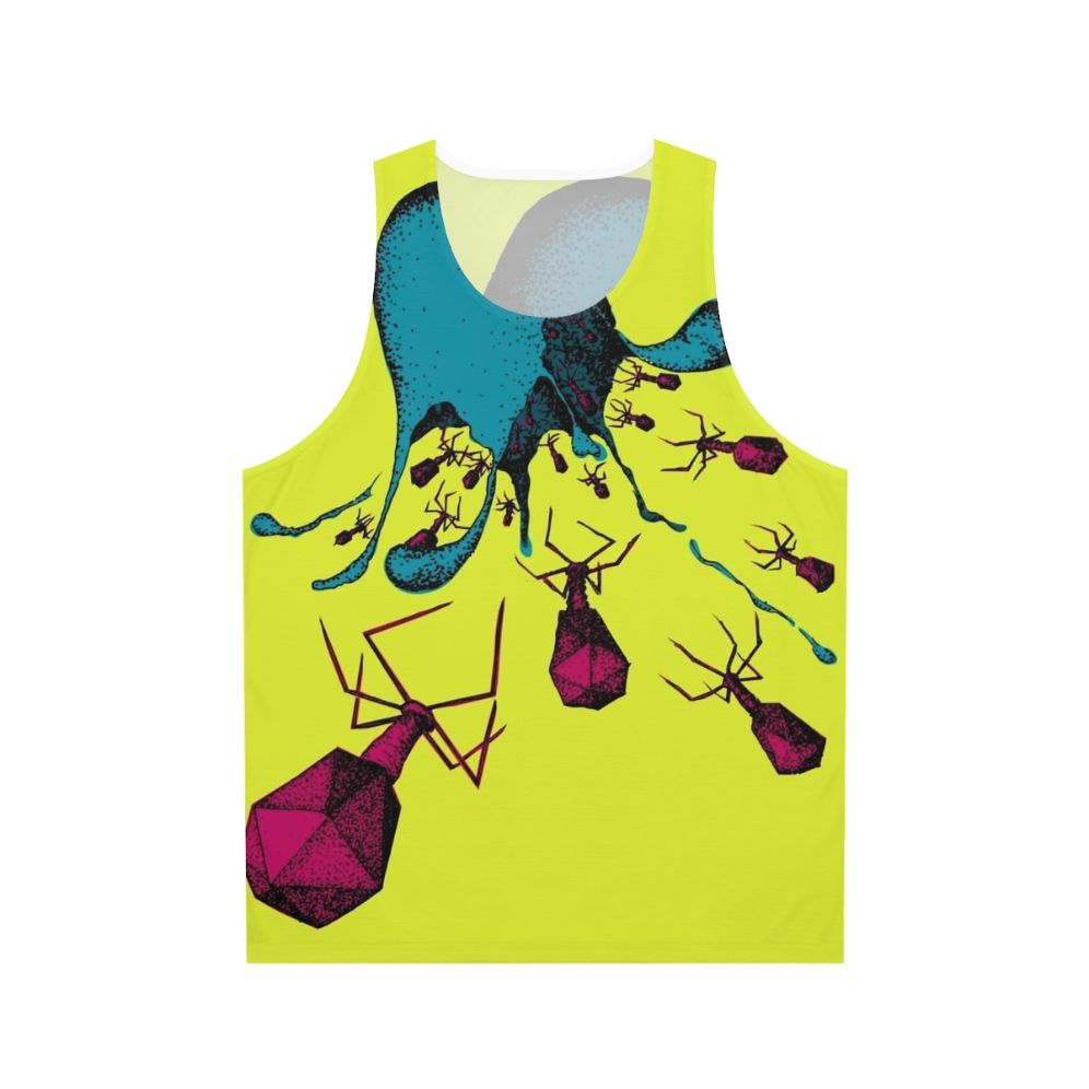 Unisex tank top featuring phage art design