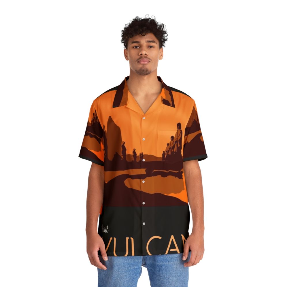 Vulcan travel poster Hawaiian shirt featuring Star Trek design - People Front