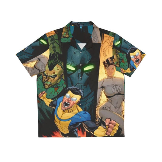 Invincible-inspired Hawaiian shirt with tropical floral pattern