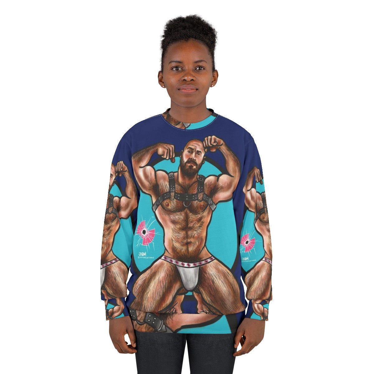 Bullethole graphic sweatshirt for muscle bear fashion - women