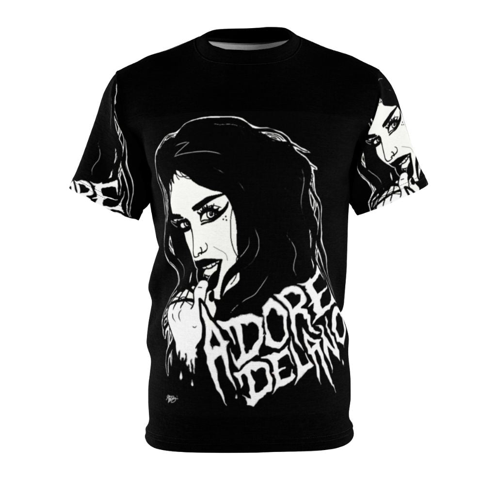 Adore Delano Inspired All-Over-Print T-shirt Featuring Punk Rock Inspired Graphics