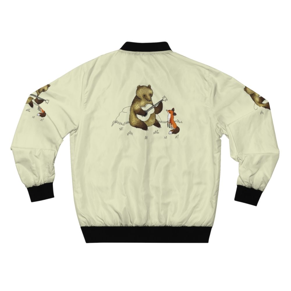 Stylish bear and fox bomber jacket with a nature-inspired design - Back