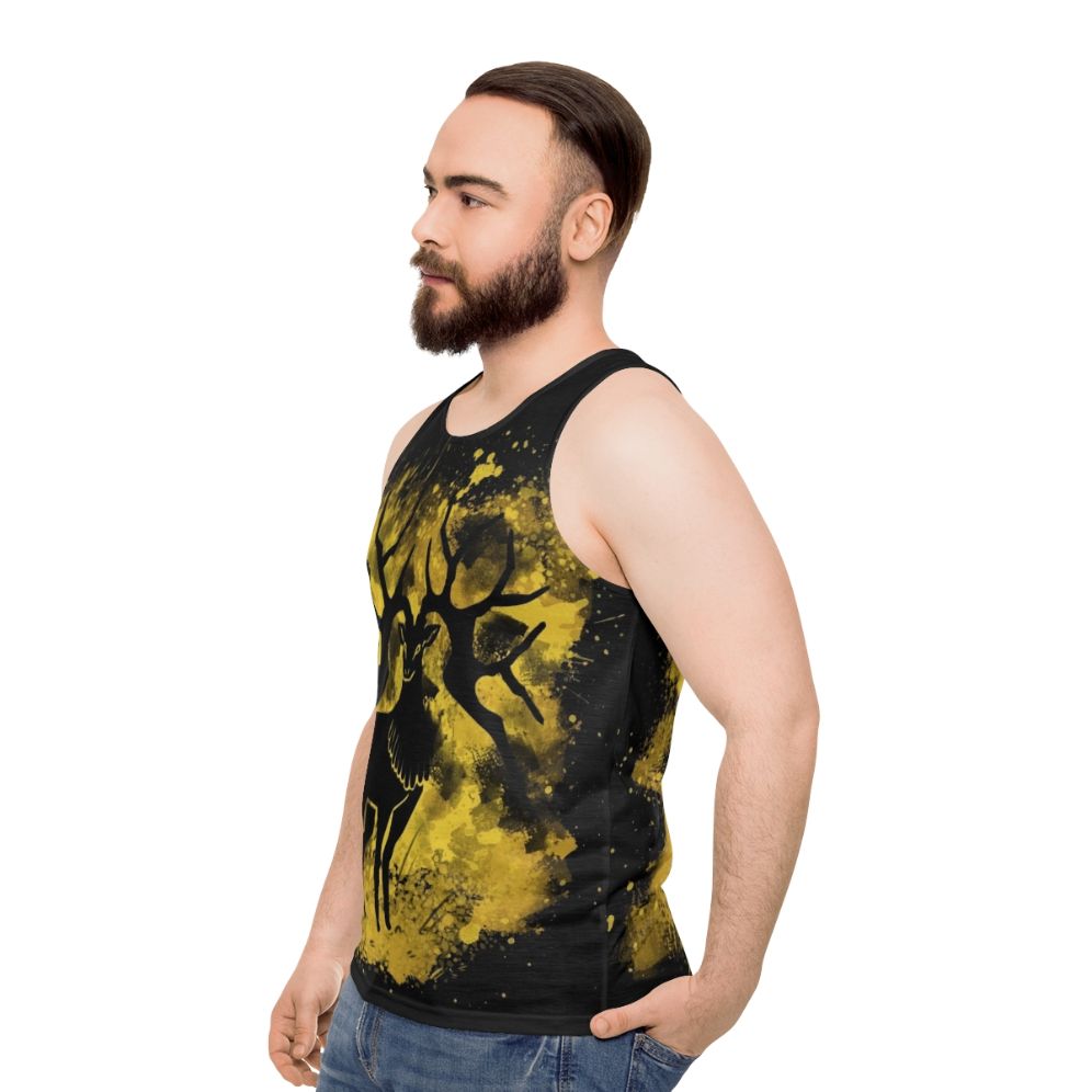 Golden Deer Splatter Unisex Tank Top - men side