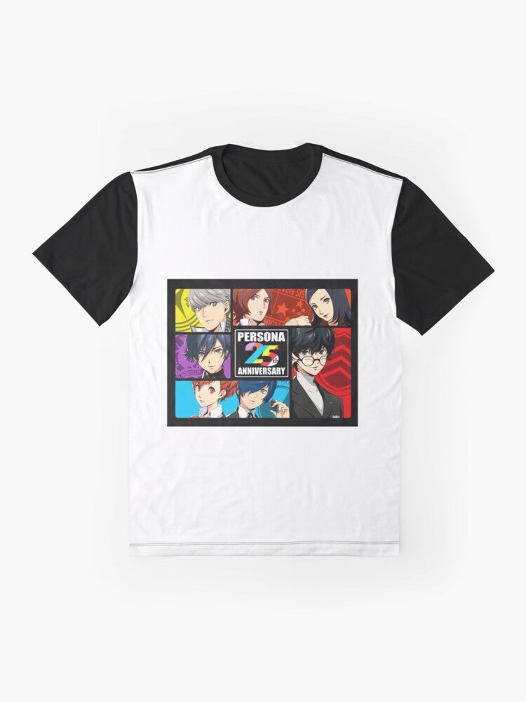 Persona Anniversary Graphic T-Shirt with series logos and memes - Flat lay