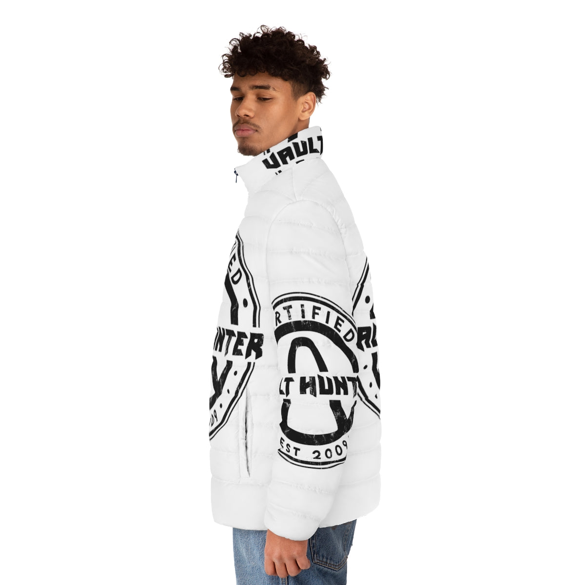 Borderlands Certified Vault Hunter Puffer Jacket with Borderlands-inspired design - men side left