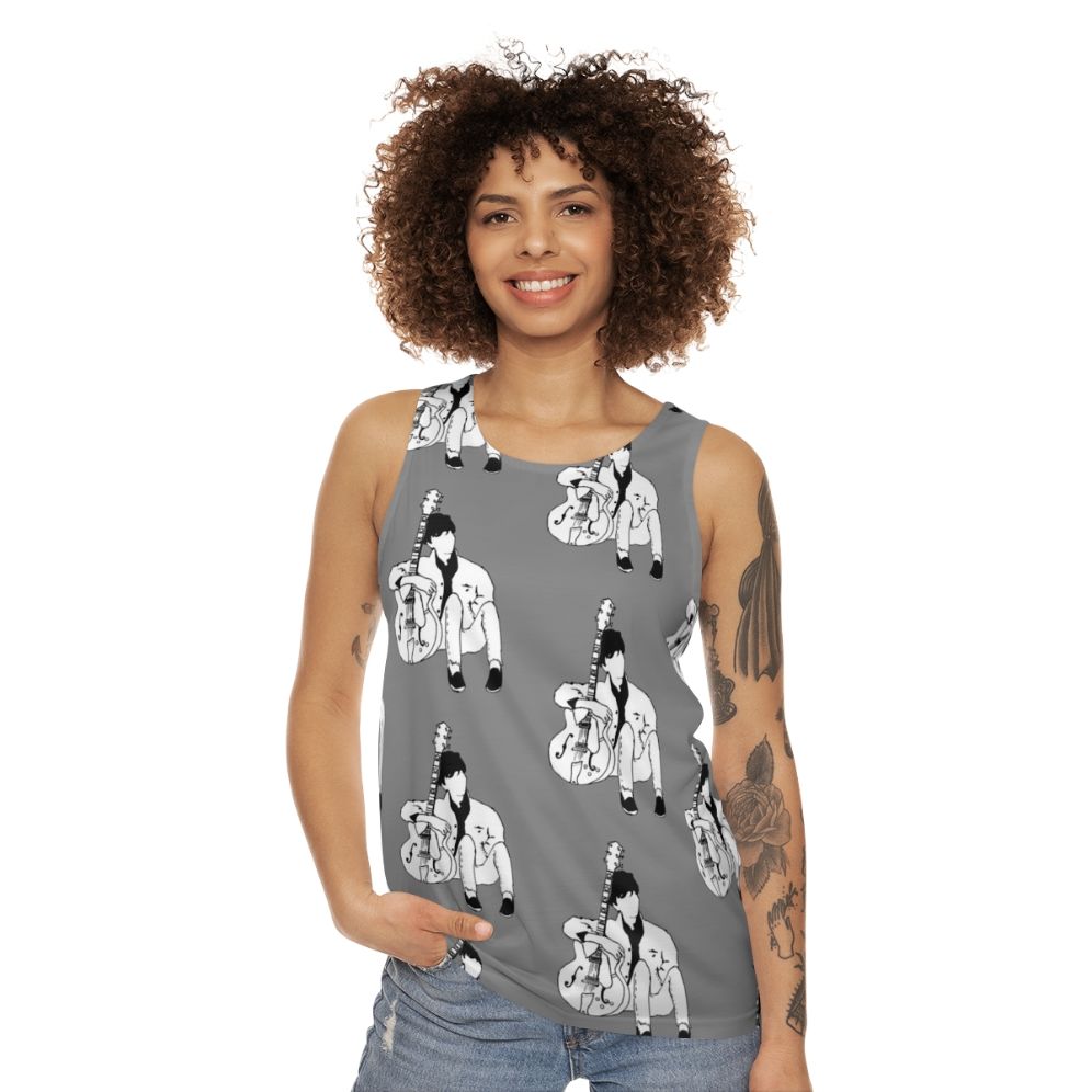 Johnny Marr of The Smiths 80s Music Unisex Grey Tank Top - women