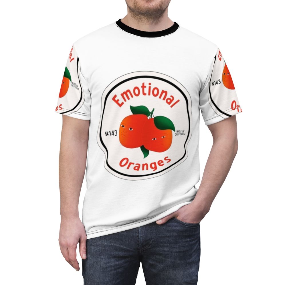 Stylish t-shirt featuring the logo of the popular indie band Emotional Oranges - men front