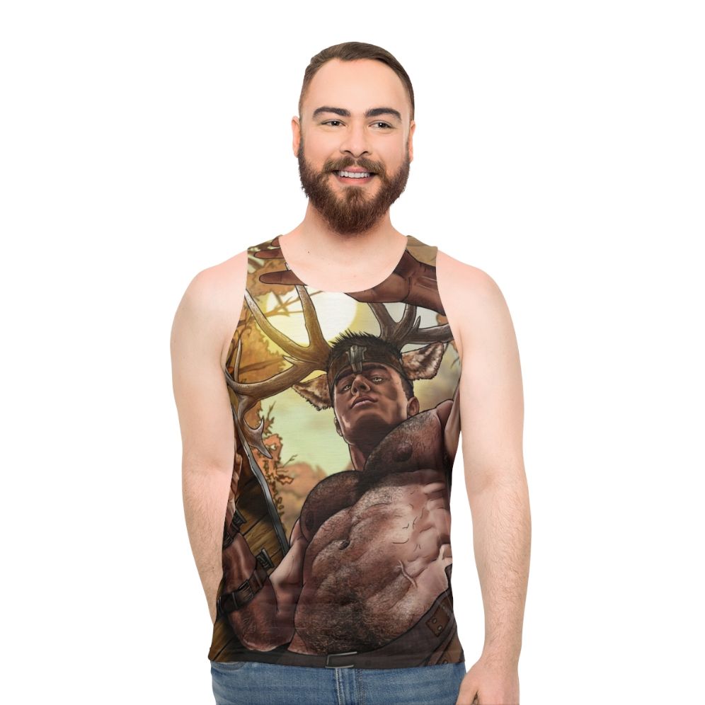 Unisex Shaman Tank Top with Fantasy Art Design - men