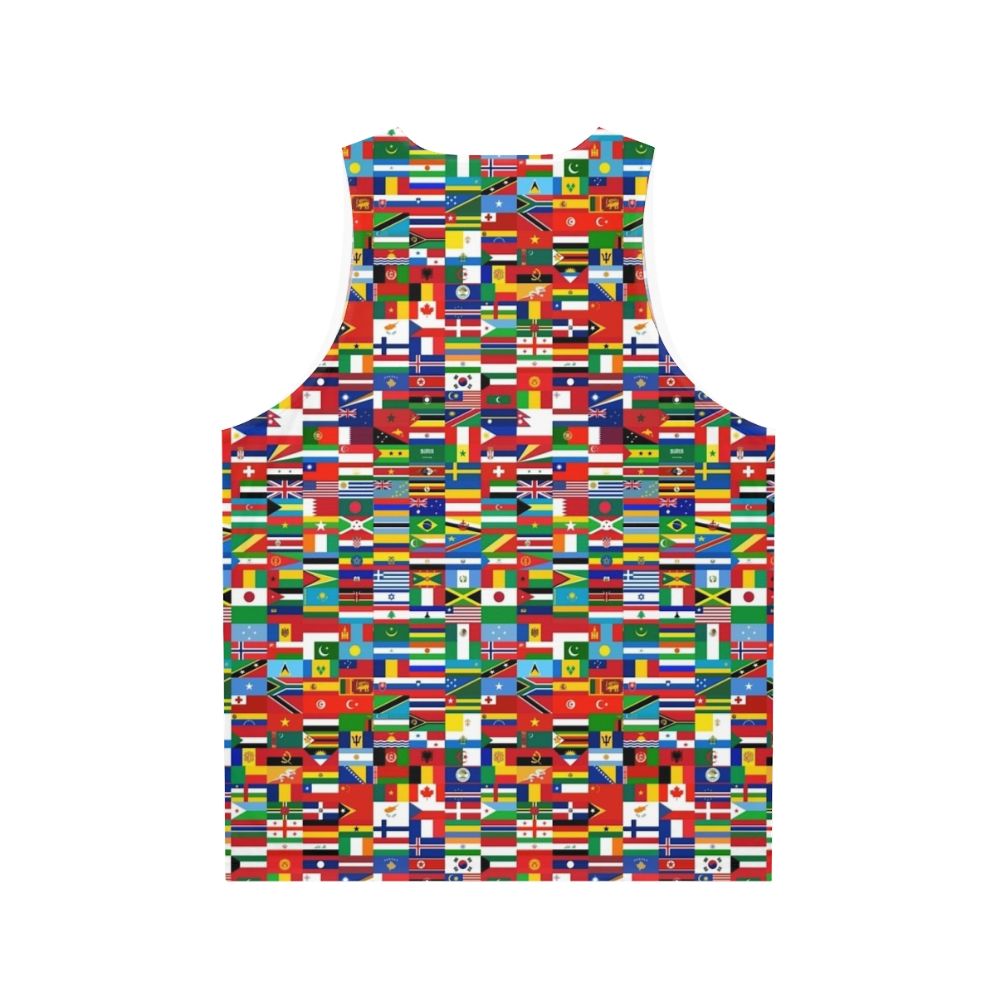 Unisex tank top featuring flags of the world - Back