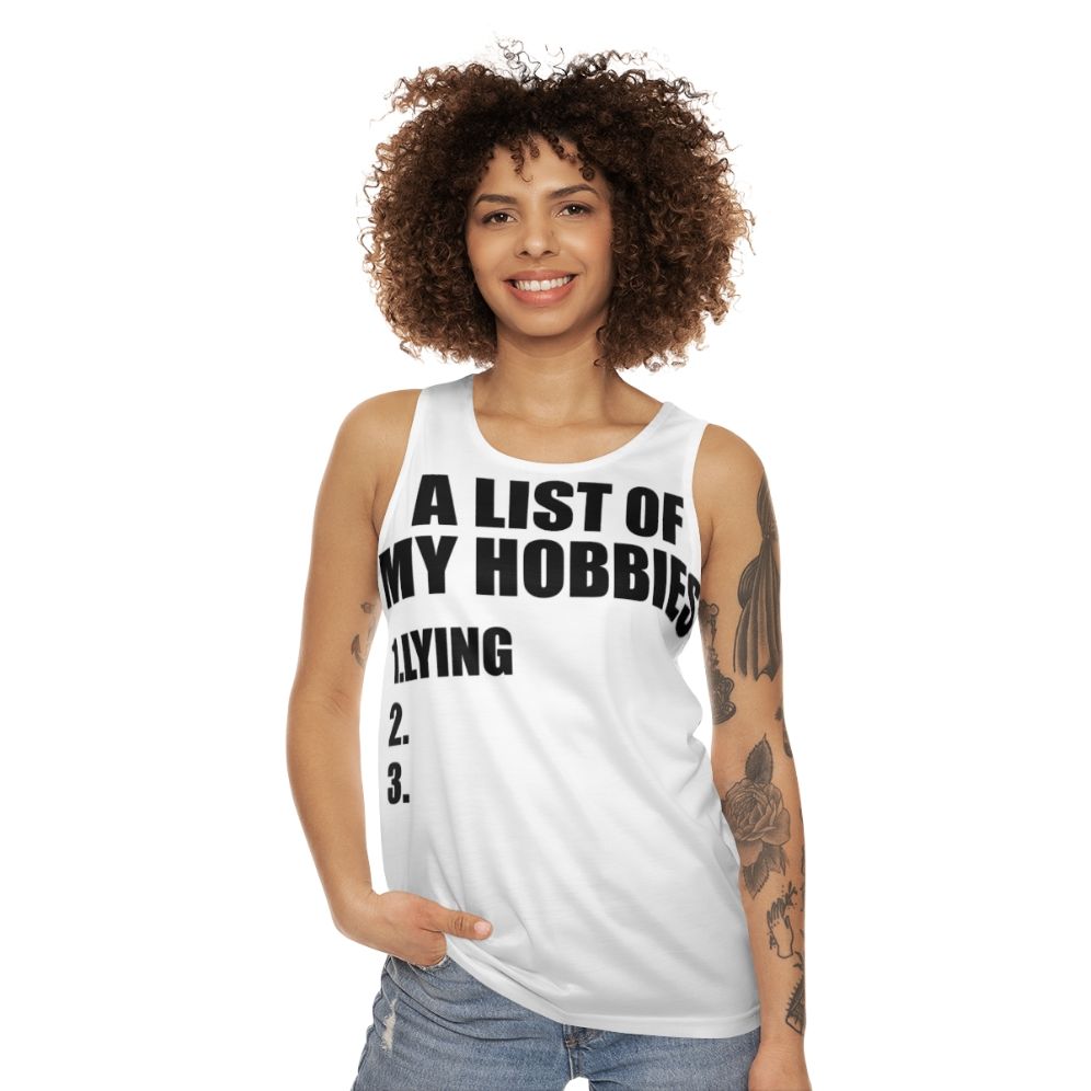 "List of My Hobbies" Funny Unisex Tank Top - women