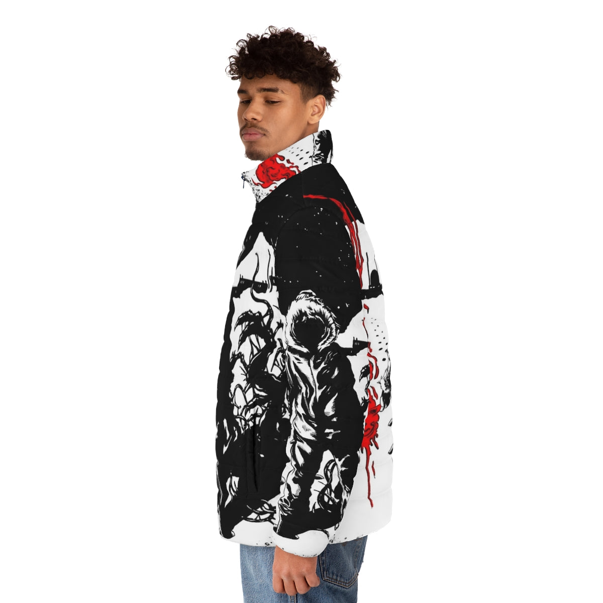 The Thing Flare Puffer Jacket - 80s horror cult classic inspired outerwear - men side left