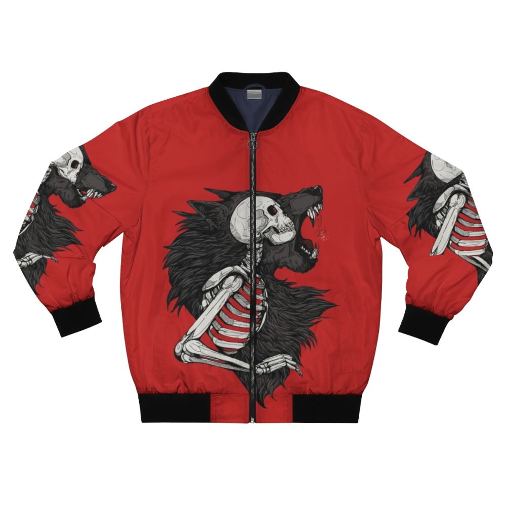 Werewolf-themed bomber jacket with gothic horror design elements