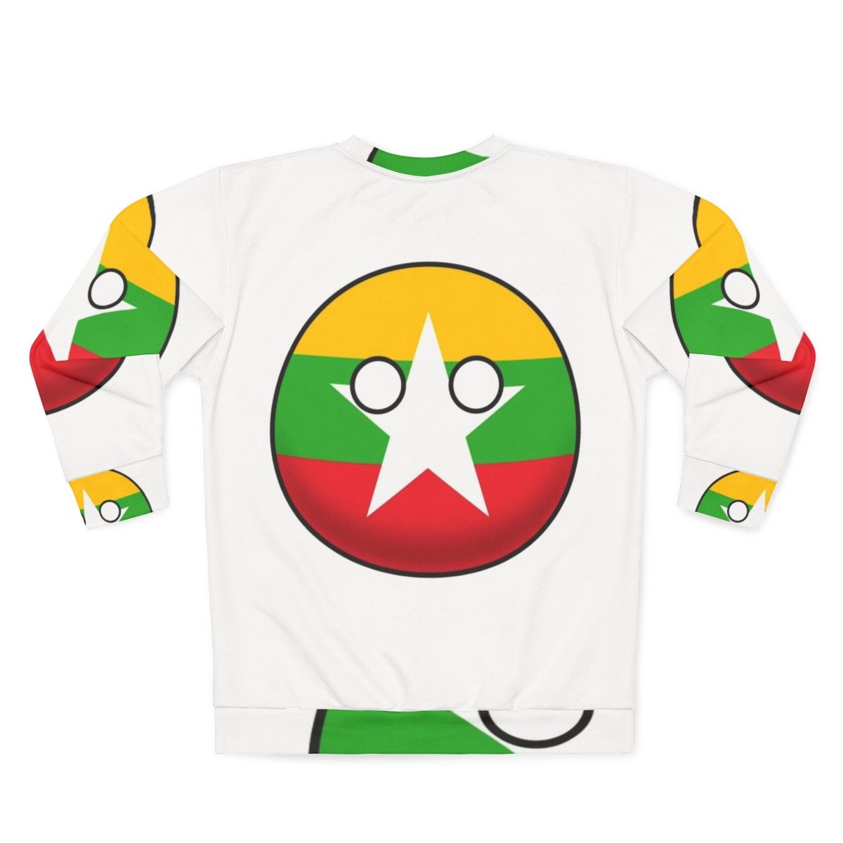 Myanmar Countryball Sweatshirt, showcasing the national flag and cultural pride - Back