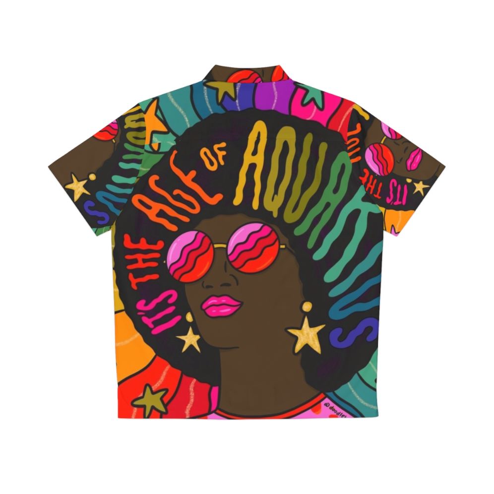 Aquarius Hawaiian Shirt with Vibrant Psychedelic Design - Back