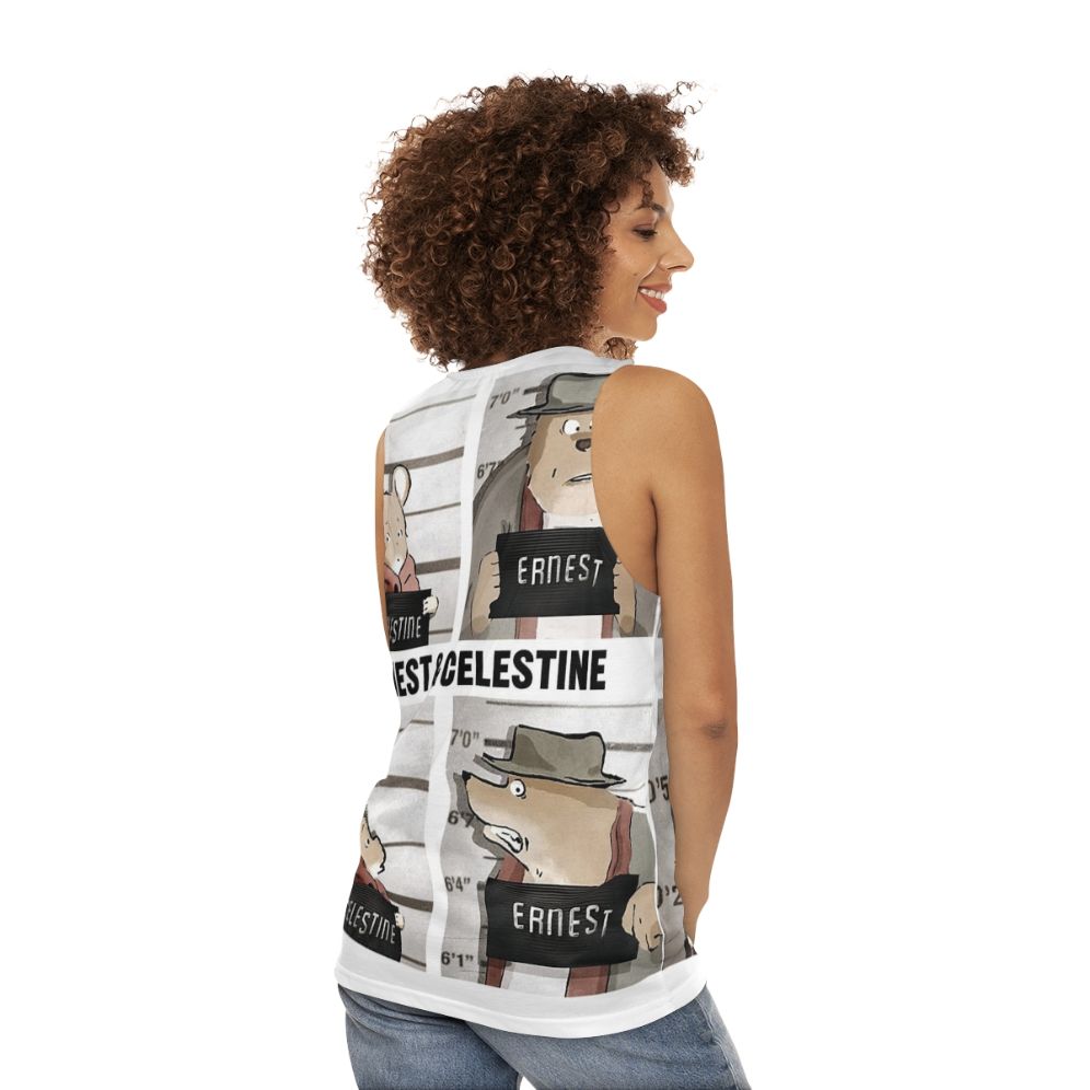 Unisex tank top featuring Ernest and ET from the 90s comedy animation - women back