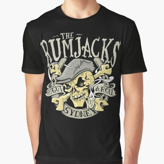 Punk album graphic t-shirt with The Rumjacks band logo art