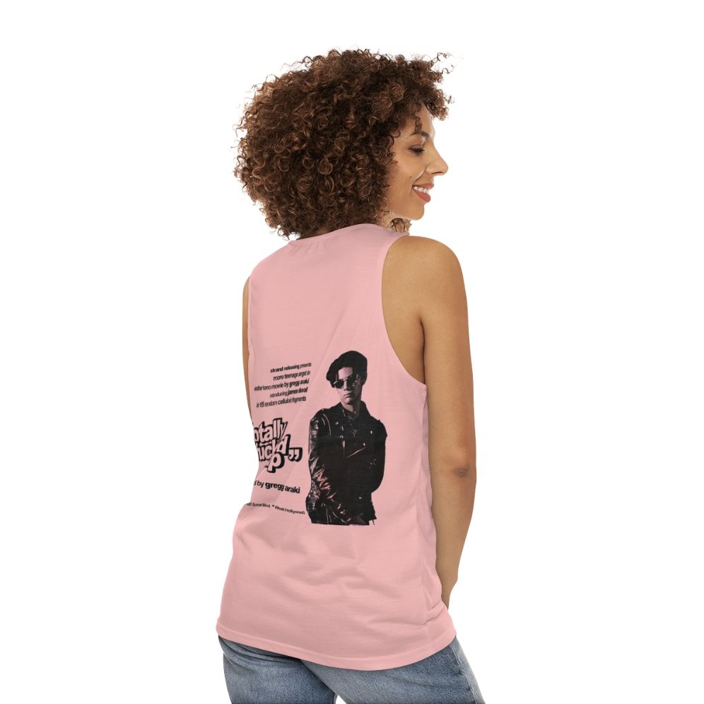 Unisex tank top with '90s cult movie graphic - women back