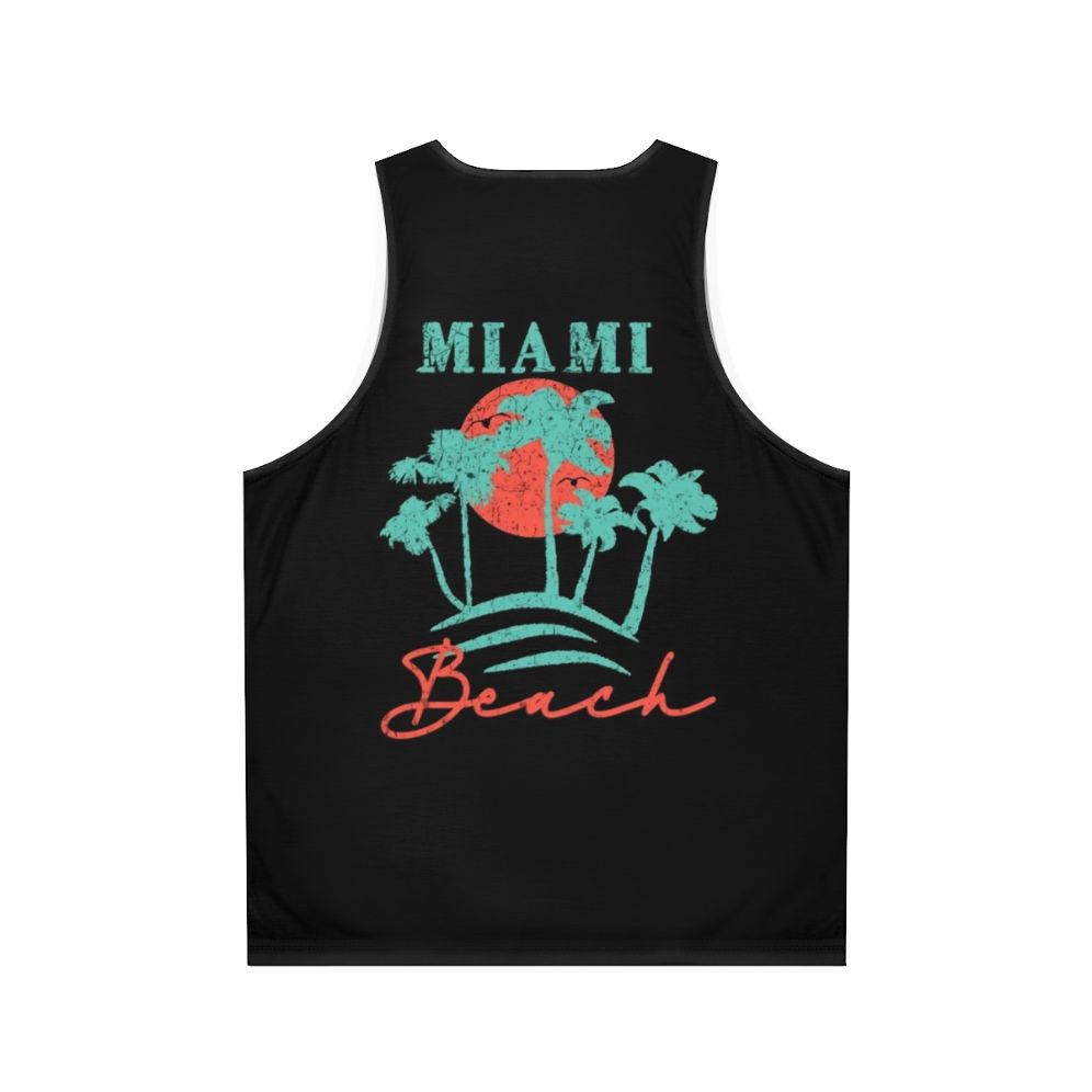 Vintage Miami Beach Retro Sunset Distressed Unisex Tank Top - Back