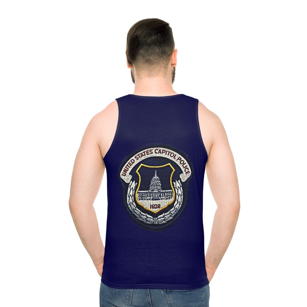 US Capitol Police Unisex Tank Top with Capitol Building Graphic - men back