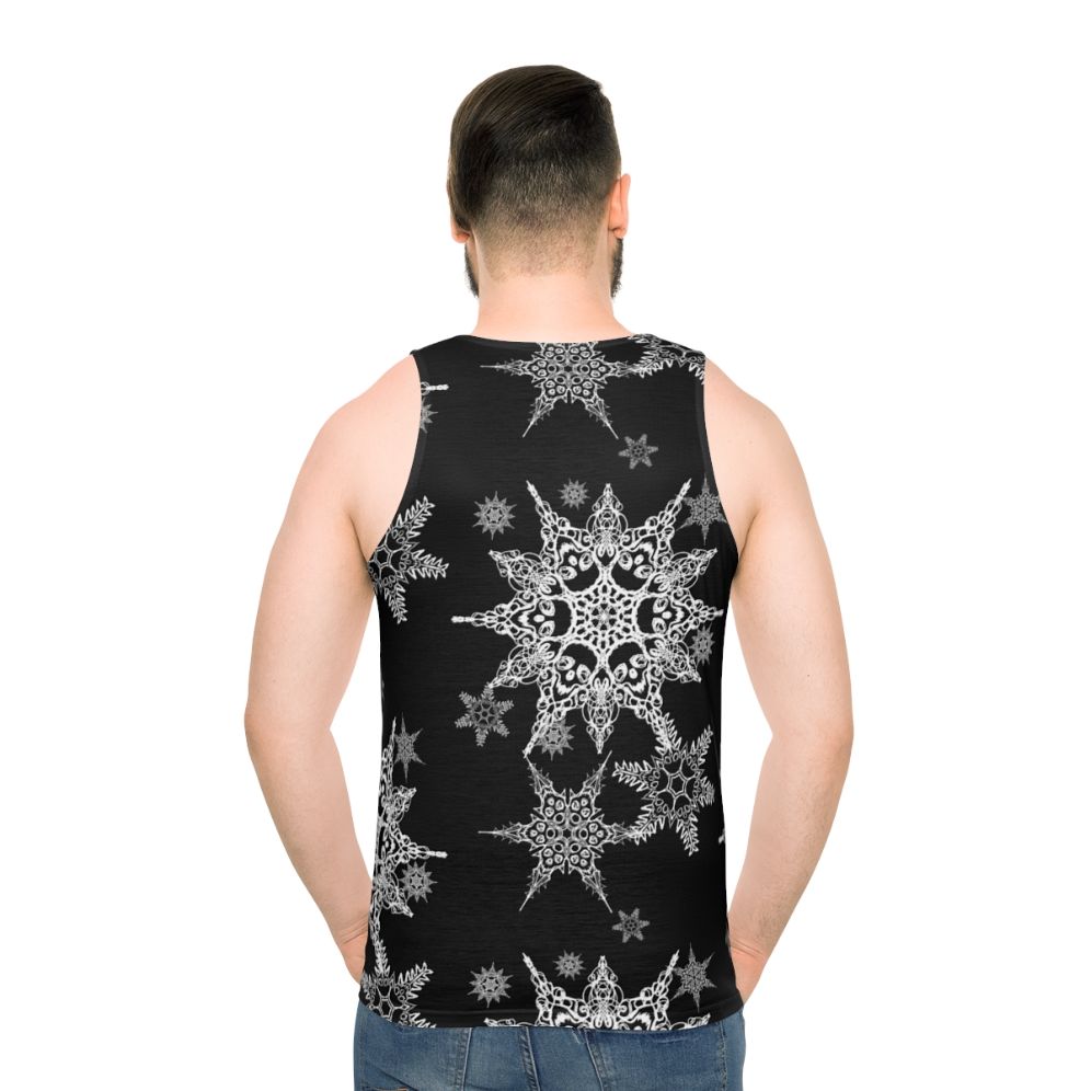 Gothic skull and snowflakes unisex holiday tank top - men back