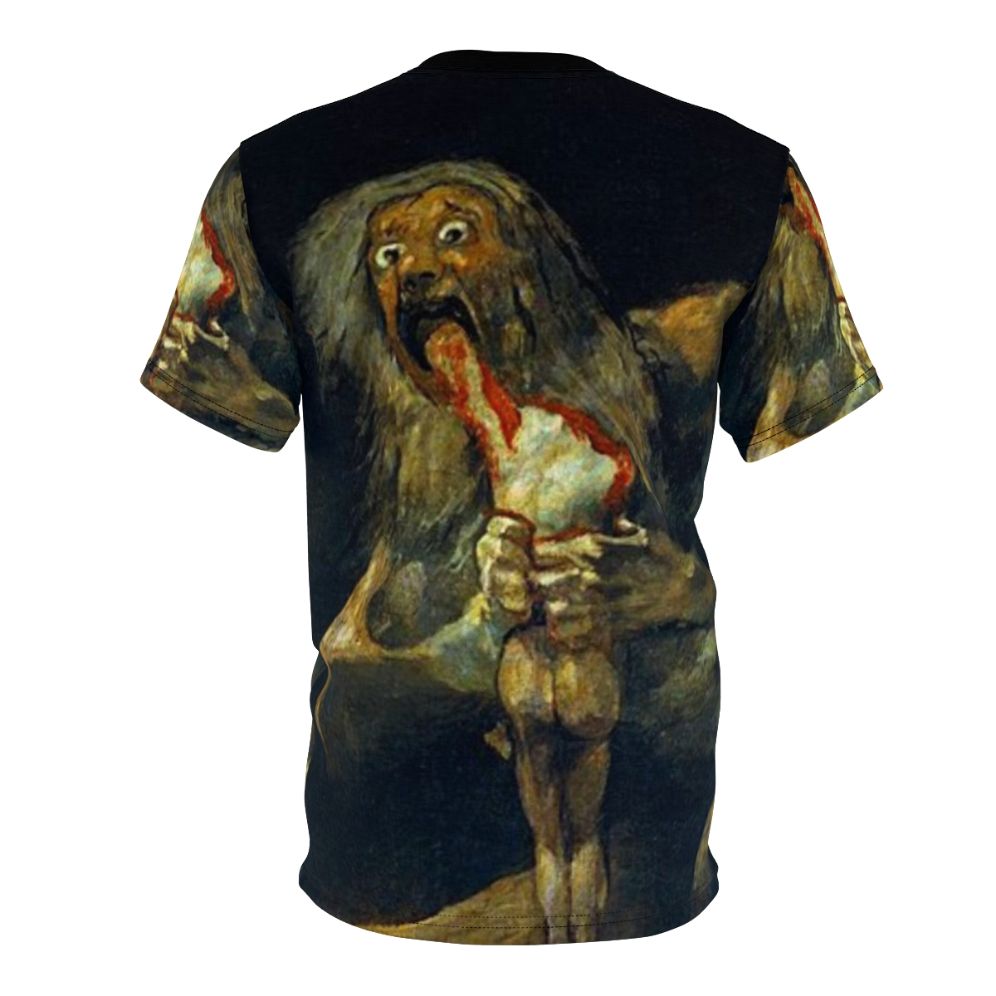 Vintage-style graphic tee featuring Francisco Goya's iconic painting "Saturn Devouring His Son". - Back