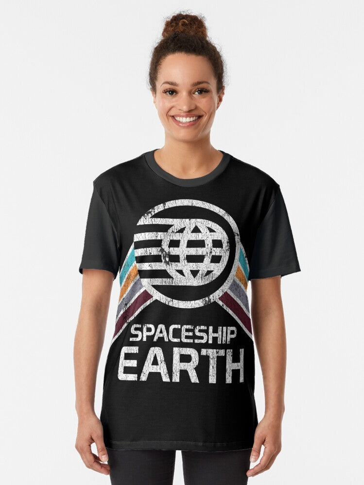 Vintage distressed Spaceship Earth logo graphic t-shirt - Women