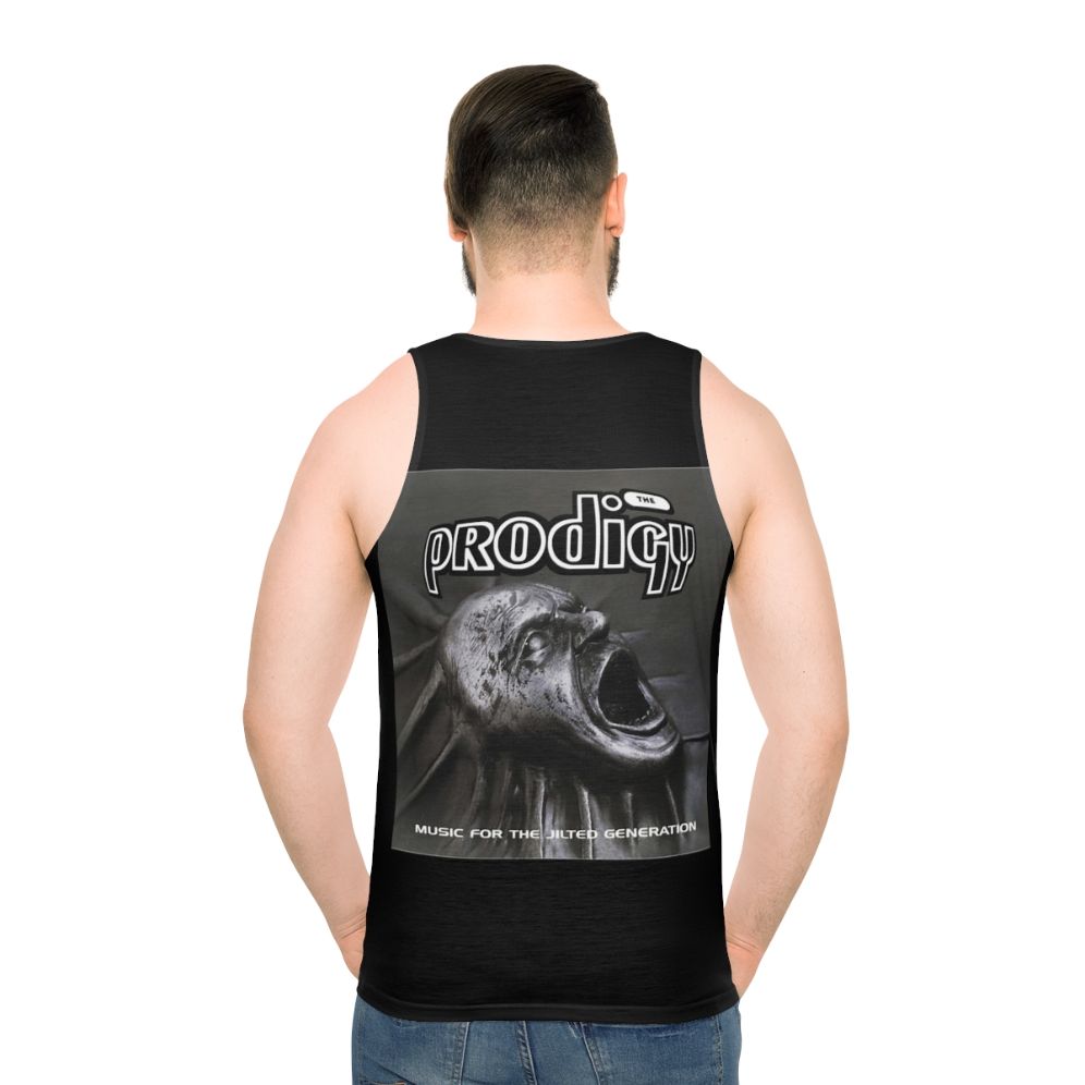 Unisex tank top featuring 90s electronic music design - men back