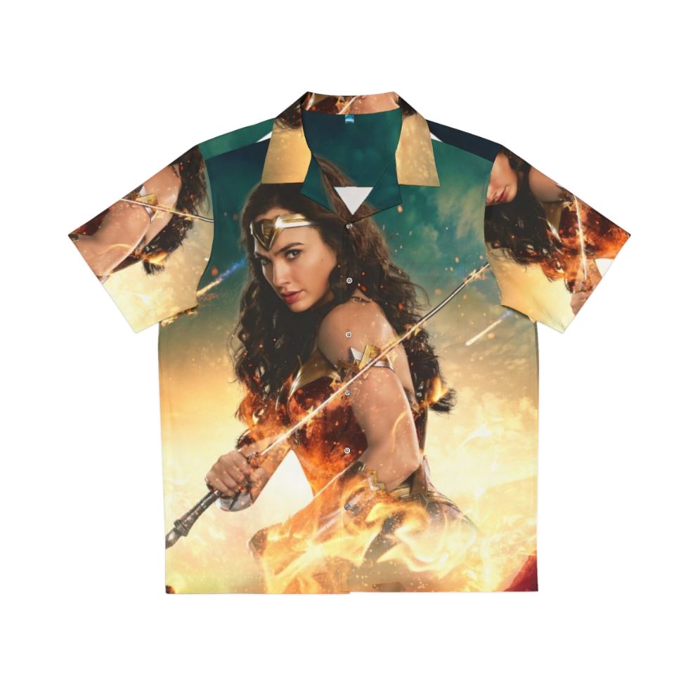 Amazon warrior superhero wearing Hawaiian shirt