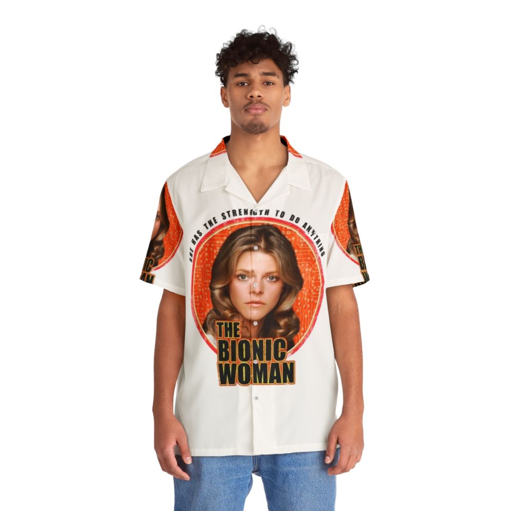 Retro Bionic Woman Hawaiian Shirt - People Front