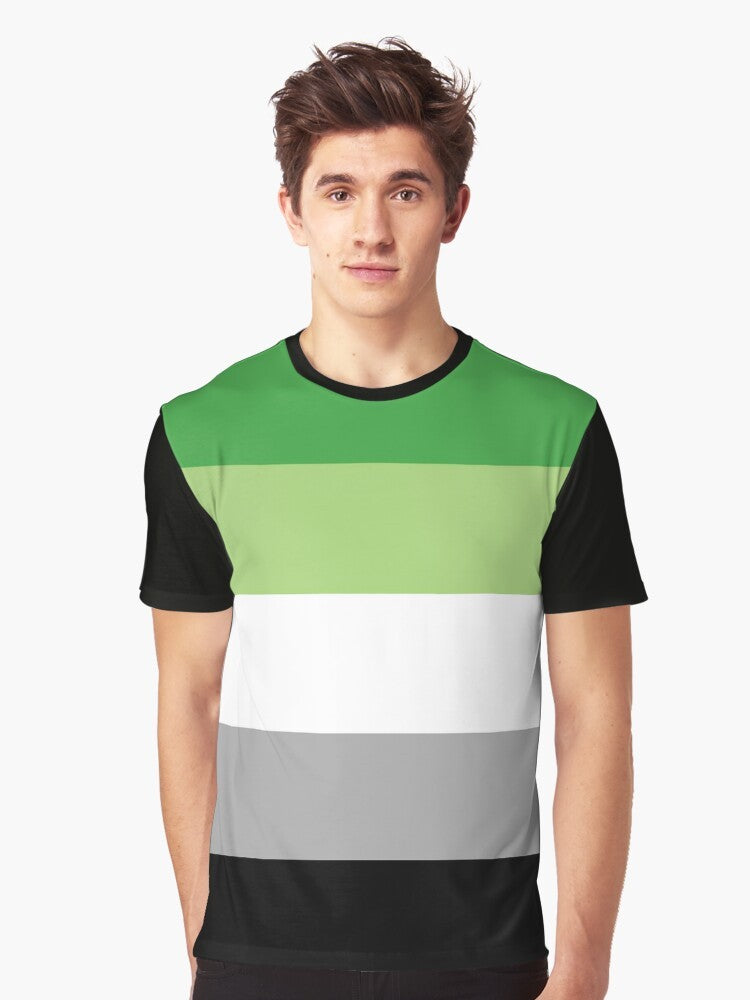 Aromantic Pride Flag Graphic T-Shirt with Aromantic and Aroace Symbols - Men