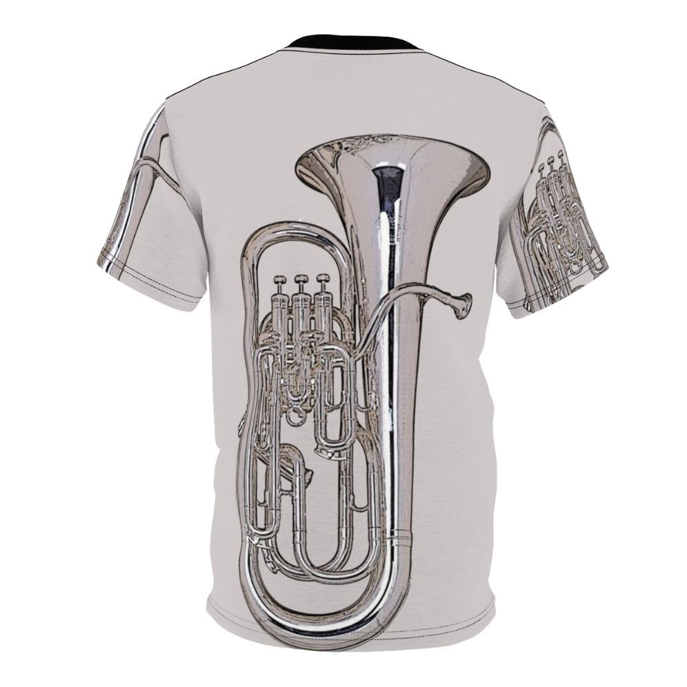 Euphonium-themed t-shirt with a bold, silver design for music enthusiasts. - Back