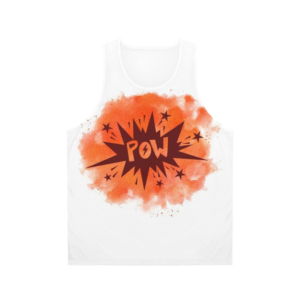 Watercolor superhero graphic on unisex tank top