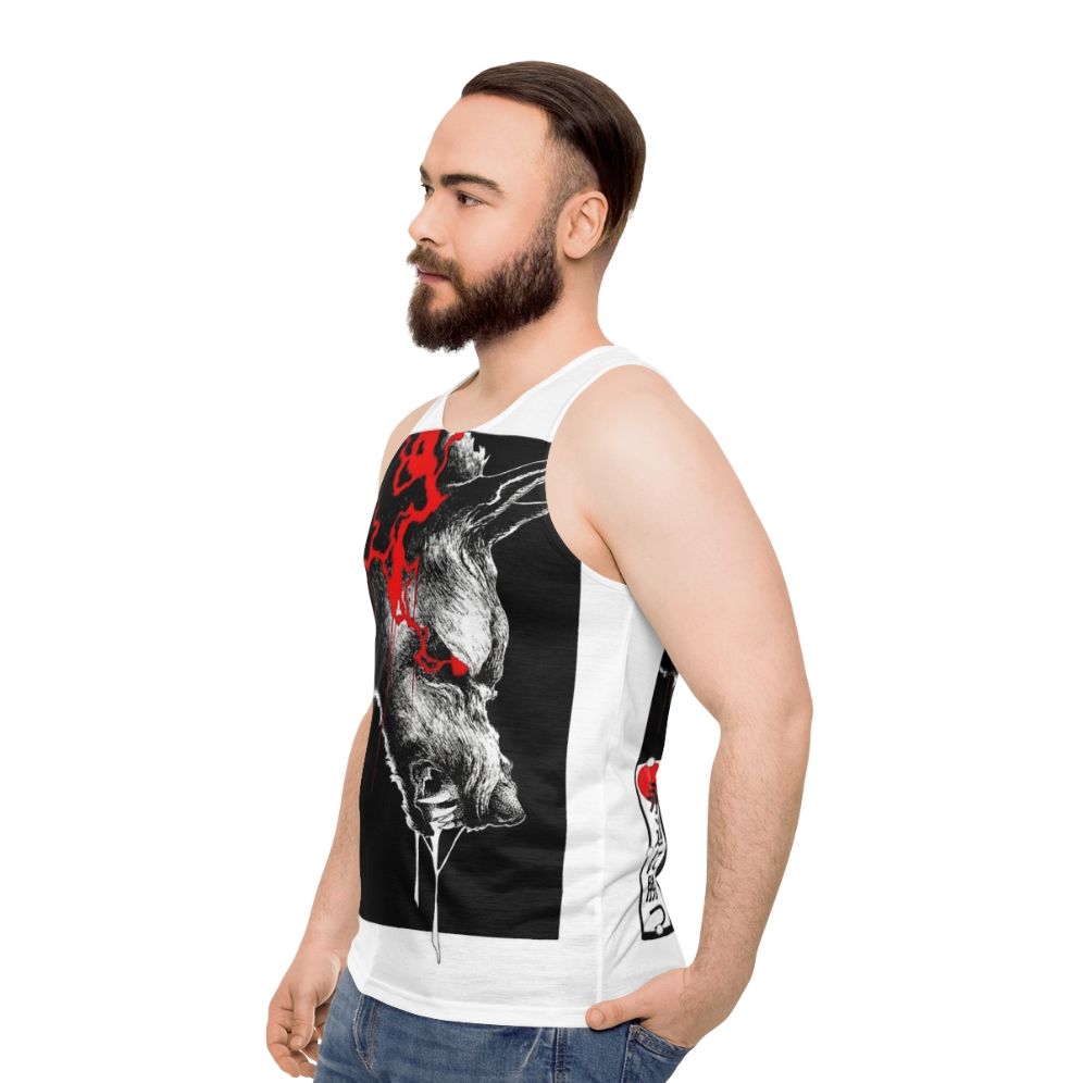 Vaporwave Wolf Unisex Tank Top - men side