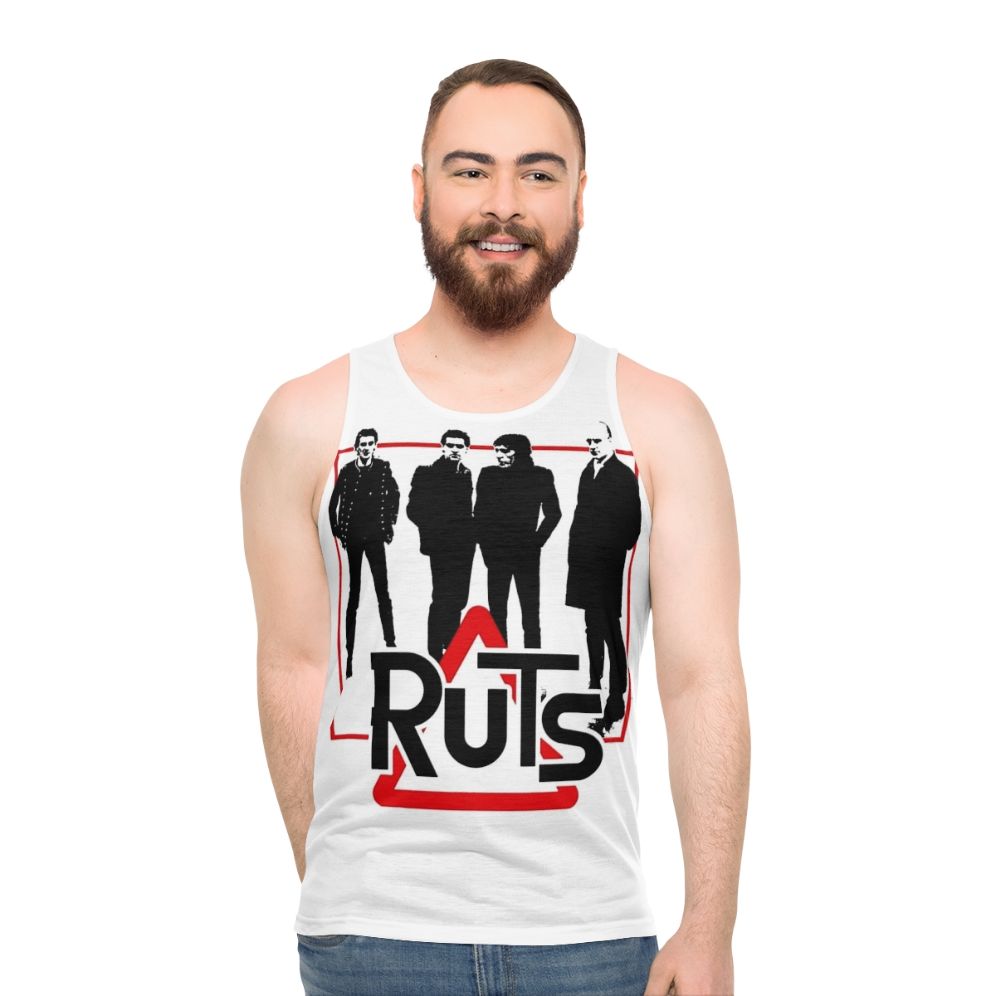 Unisex punk rock tank top featuring The Ruts band logo - men