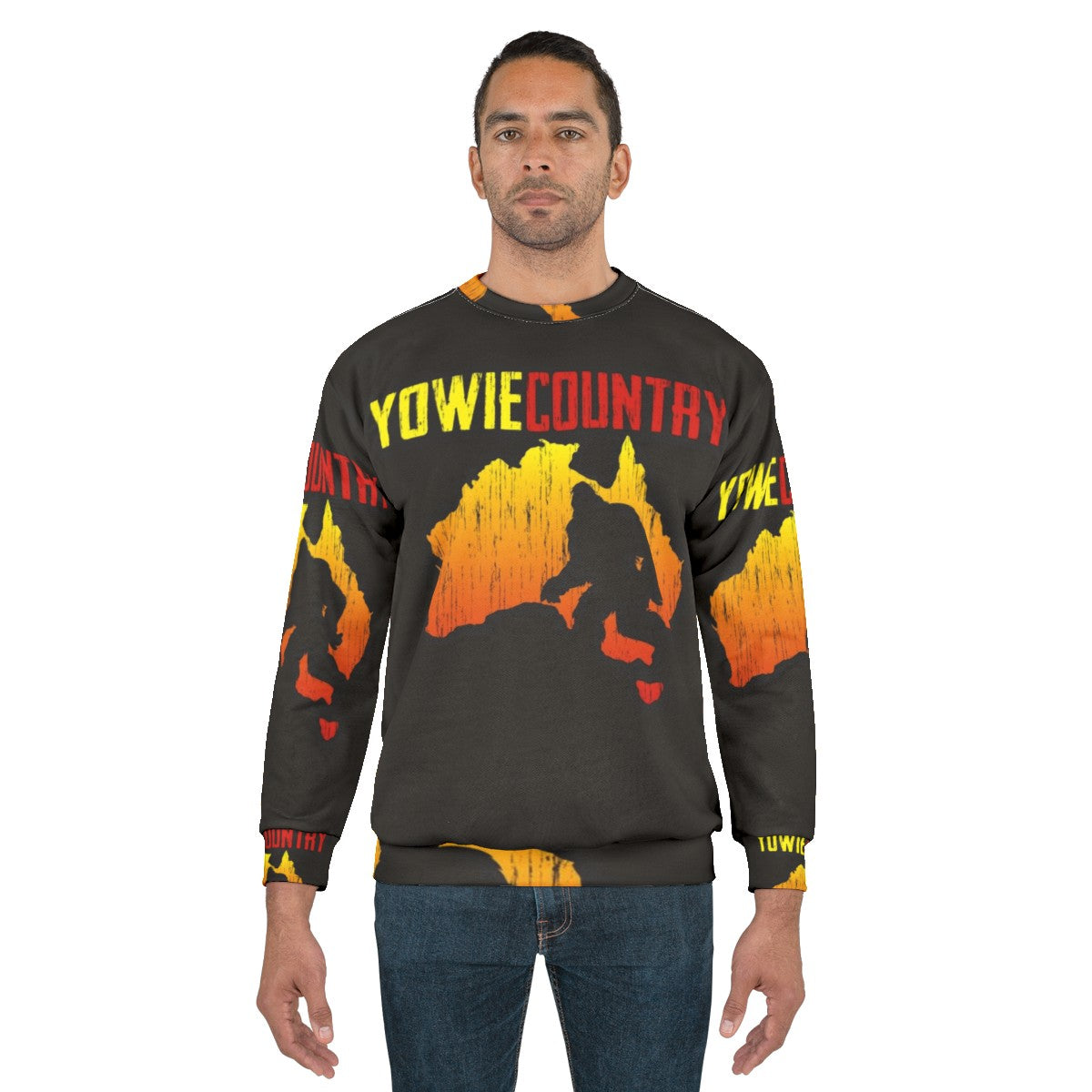 Yowie Country Sweatshirt featuring bigfoot, sasquatch, and other Australian cryptid designs - men