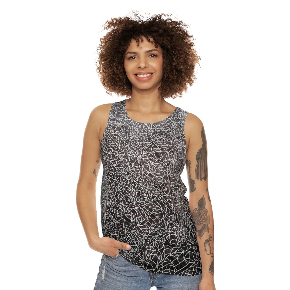 Unisex tank top with a music tessellation pattern - women