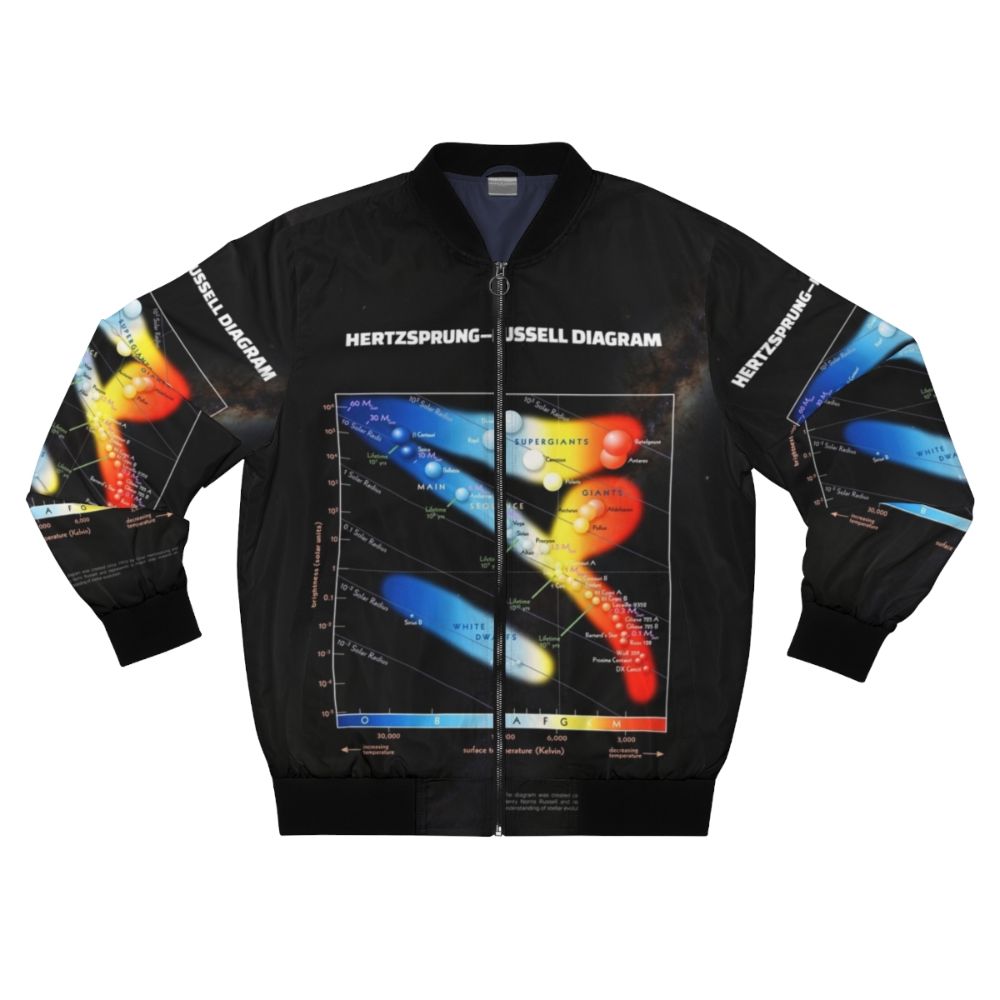 Hertzsprung-Russell diagram bomber jacket featuring a visual representation of the evolution of stars