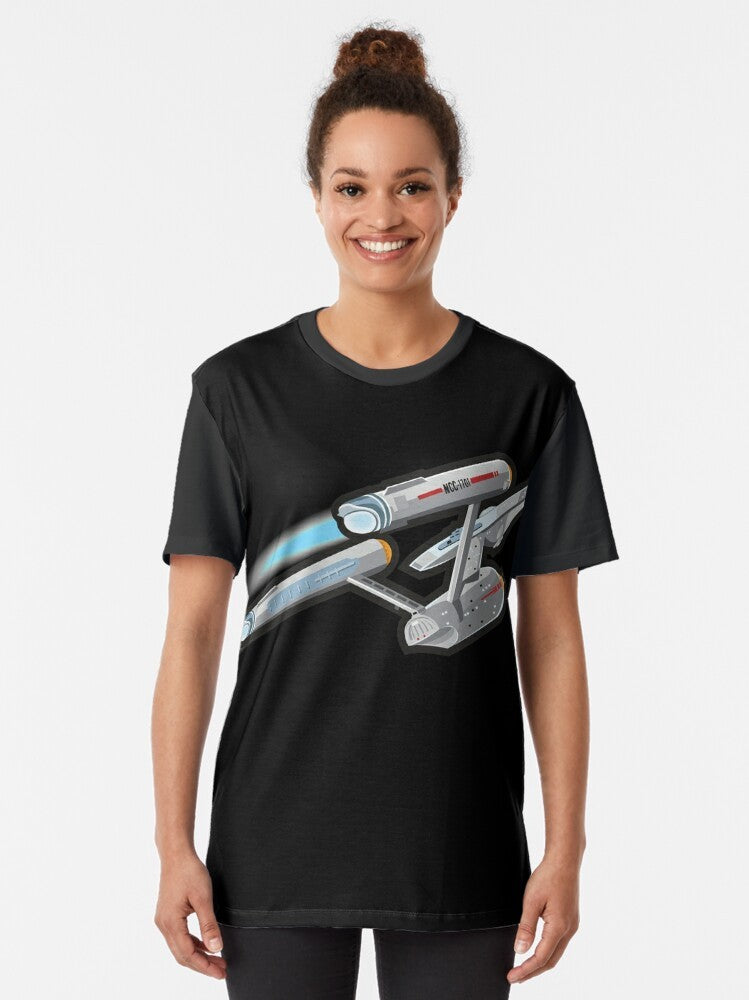 Star Trek: Enterprise Classic Graphic T-Shirt featuring the Enterprise ship from the original series - Women