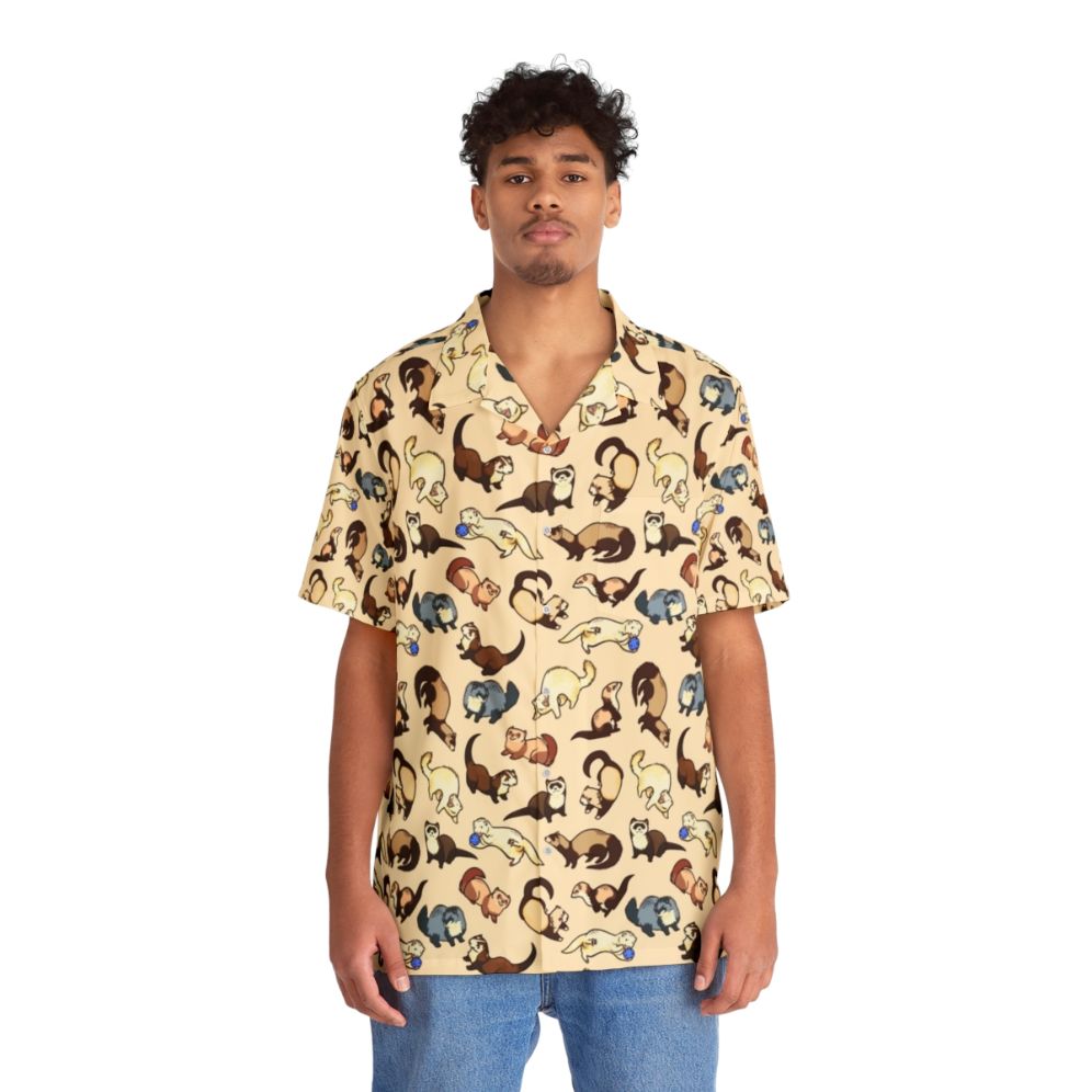 Vibrant Cat Snakes Hawaiian Shirt with Tropical Animal Print Pattern - People Front