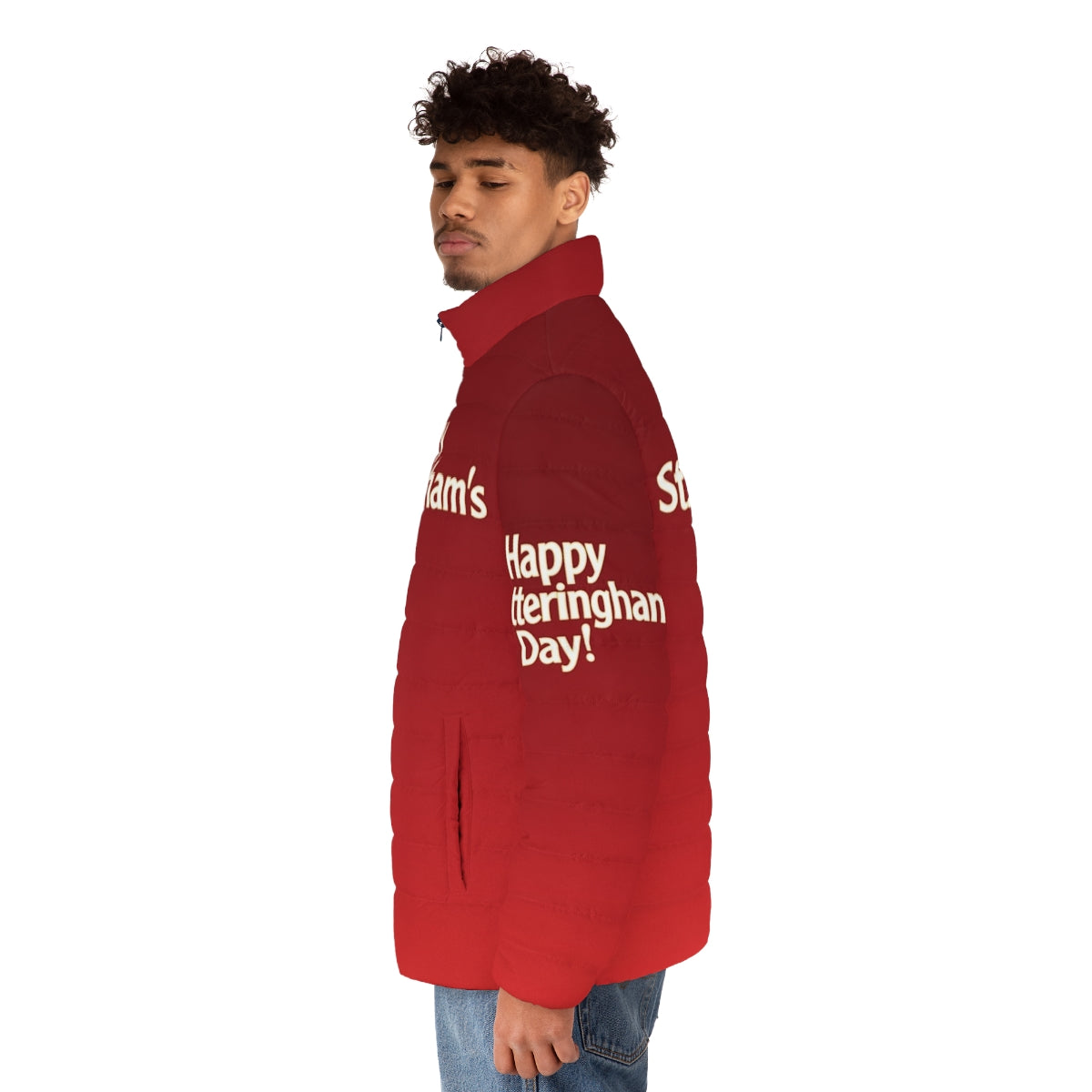 Arsenal FC Gooners Puffer Jacket featuring the St Totteringham's Day design - men side left