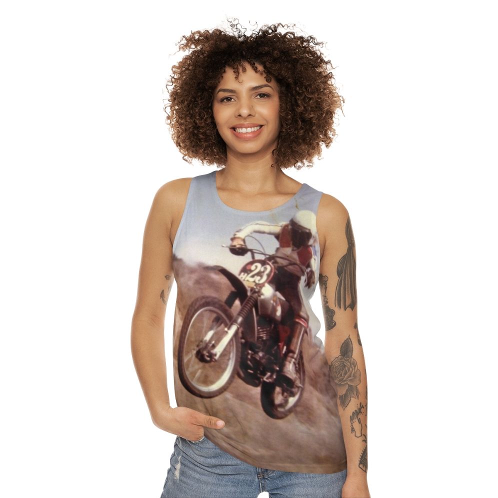 Vintage Motorcycle Motocross Unisex Tank Top - women