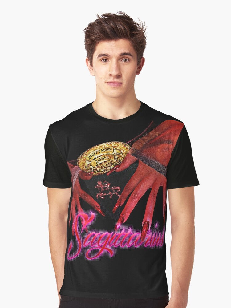 Sagittarius zodiac sign graphic t-shirt with cosmic and galaxy design - Men