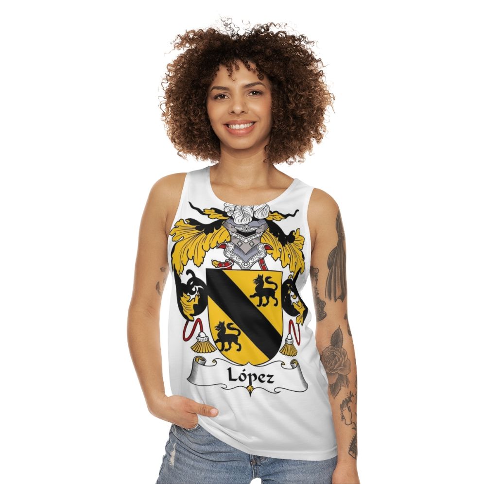 Lopez Coat of Arms Family Crest Unisex Tank Top - women