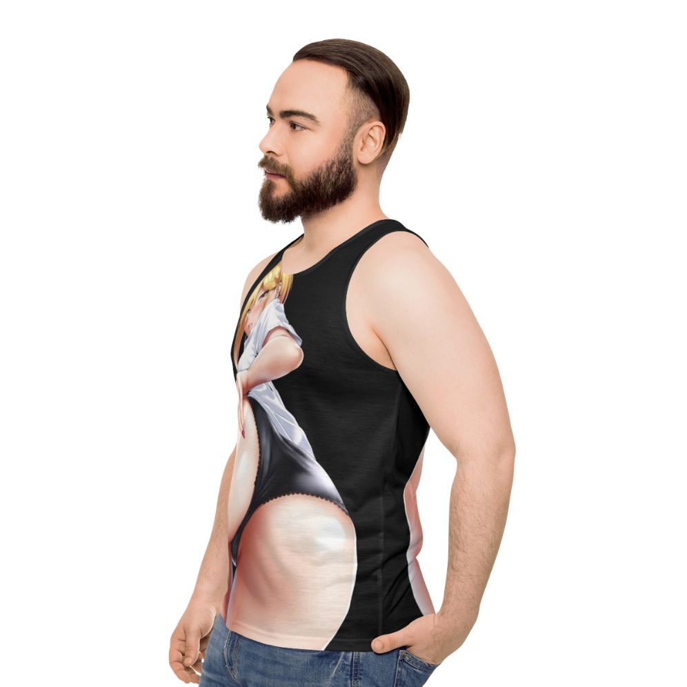 Cute and sexy anime girl on a unisex tank top - men side