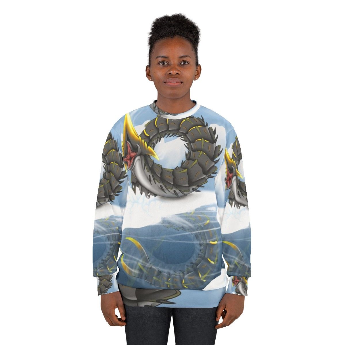 Ice worm from the Subnautica video game printed on a cozy sweatshirt - women